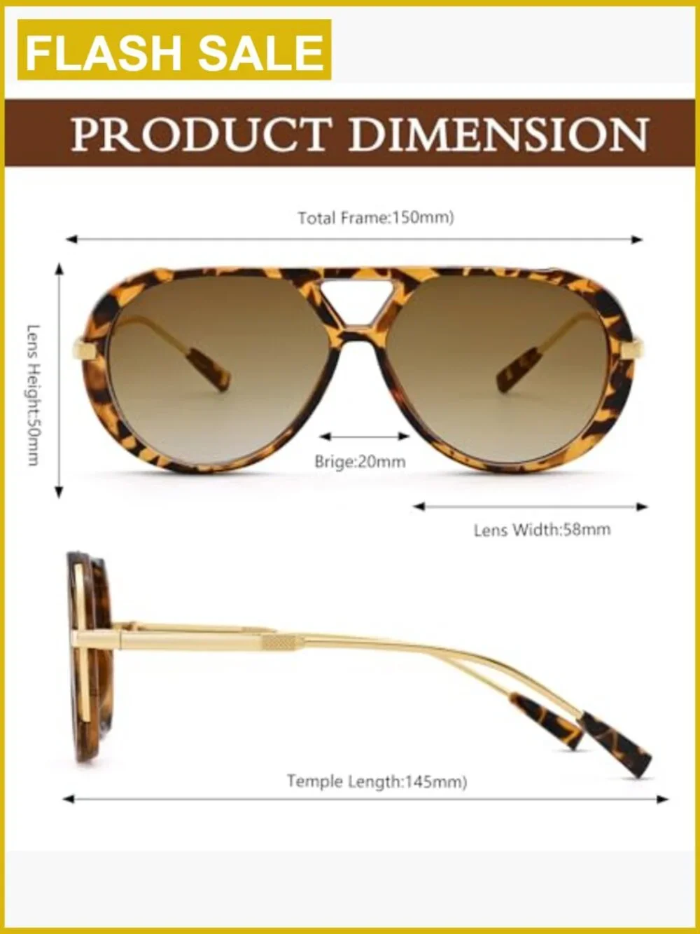 Oversized Aviator Sunglasses 70s Retro Double Bridge Metal Aviator Sun